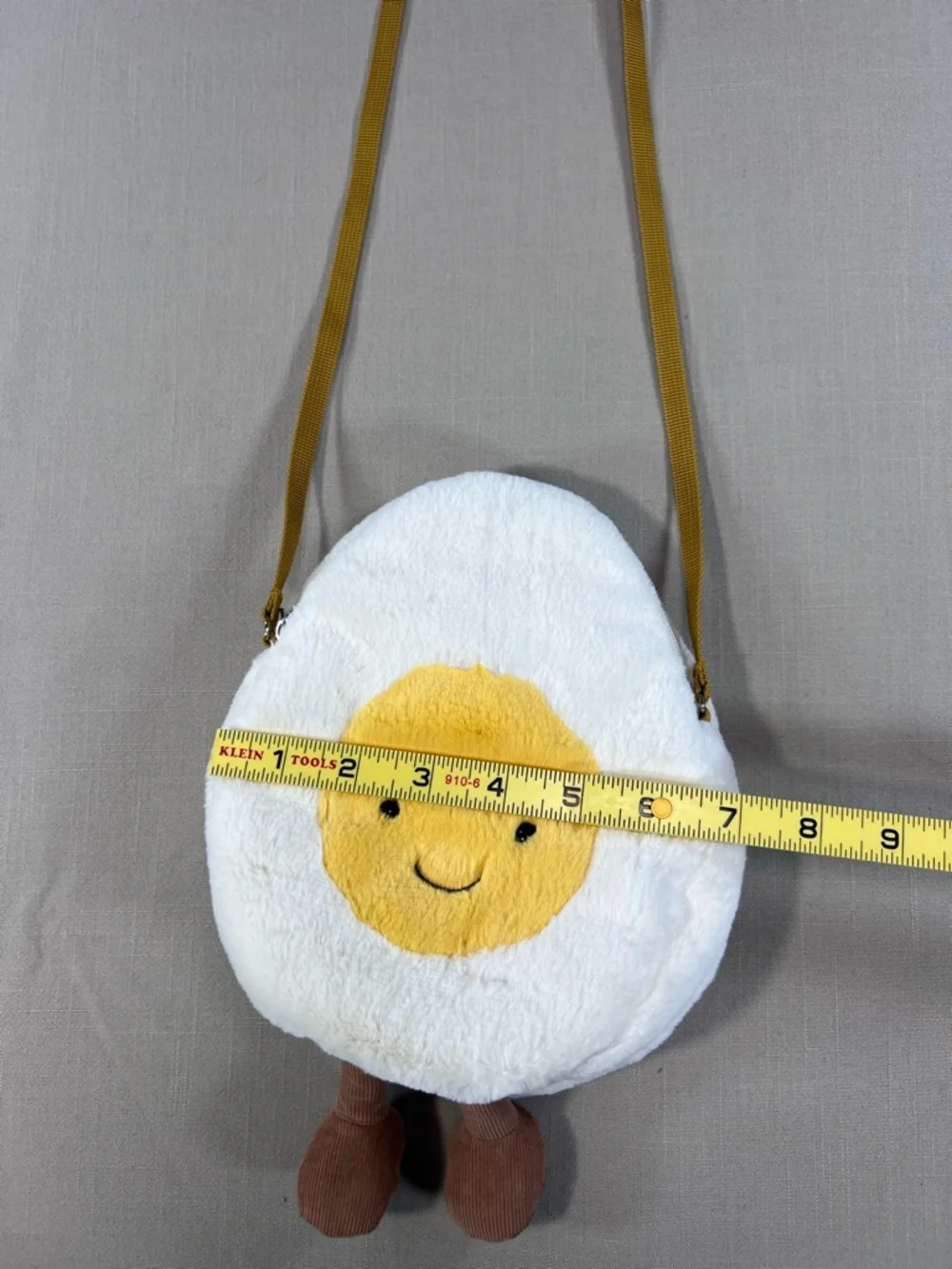 Jellycat Amuseable Happy Boiled Egg Crossbody Bag Plush White Yellow London - Picture 6 of 13